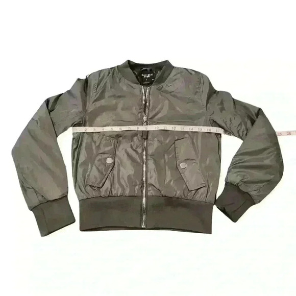 Womens Boohoo Zip through Bomber Jacket XS Khaki - Picture 6 of 14